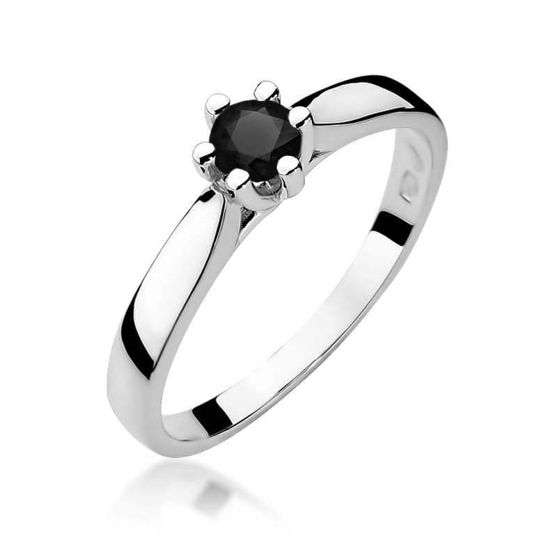 Inel Aur 14K cu Diamant Natural Negru 0.30 ct, imaginea 9 din 12