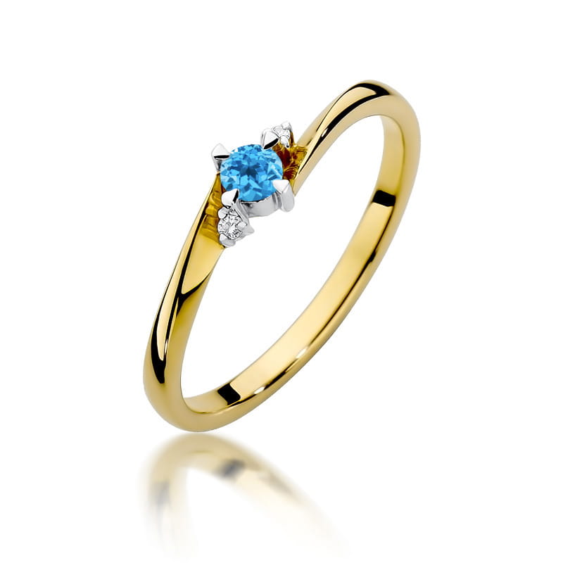 Inel Aur 14K cu Topaz Swiss 0.15 ct si Diamante Naturale 0.02 ct — Aur galben