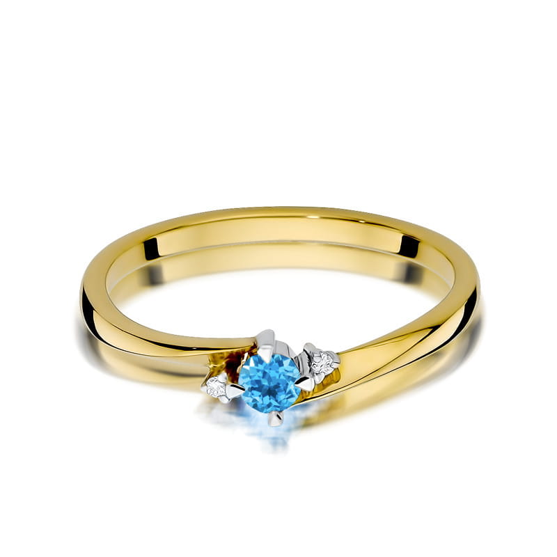 Inel Aur 14K cu Topaz Swiss 0.15 ct si Diamante Naturale 0.02 ct, imaginea 2 din 12