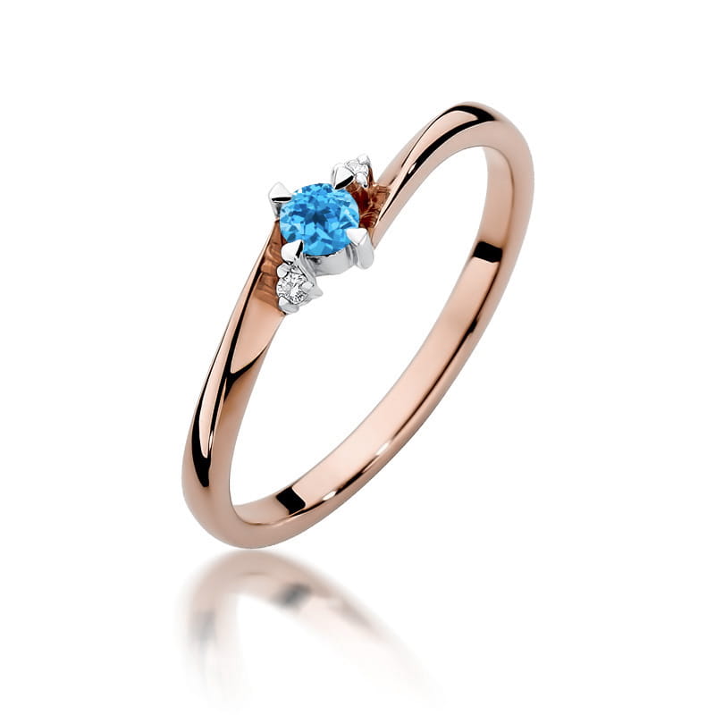 Inel Aur 14K cu Topaz Swiss 0.15 ct si Diamante Naturale 0.02 ct, imaginea 5 din 12