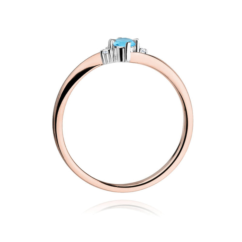 Inel Aur 14K cu Topaz Swiss 0.15 ct si Diamante Naturale 0.02 ct, imaginea 7 din 12