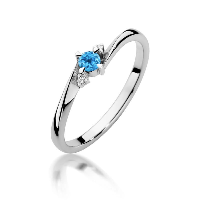 Inel Aur 14K cu Topaz Swiss 0.15 ct si Diamante Naturale 0.02 ct, imaginea 9 din 12