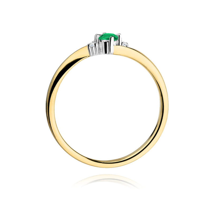 Inel Aur 14K cu Smarald 0.15 ct si Diamante Naturale 0.03 ct, imaginea 3 din 12
