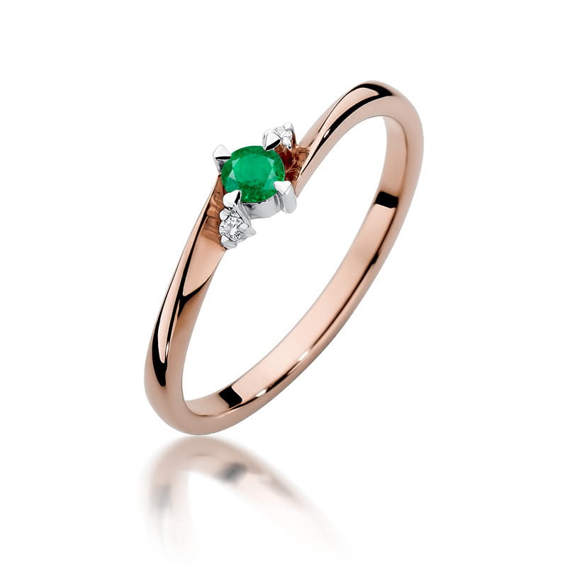 Inel Aur 14K cu Smarald 0.15 ct si Diamante Naturale 0.03 ct, imaginea 5 din 12