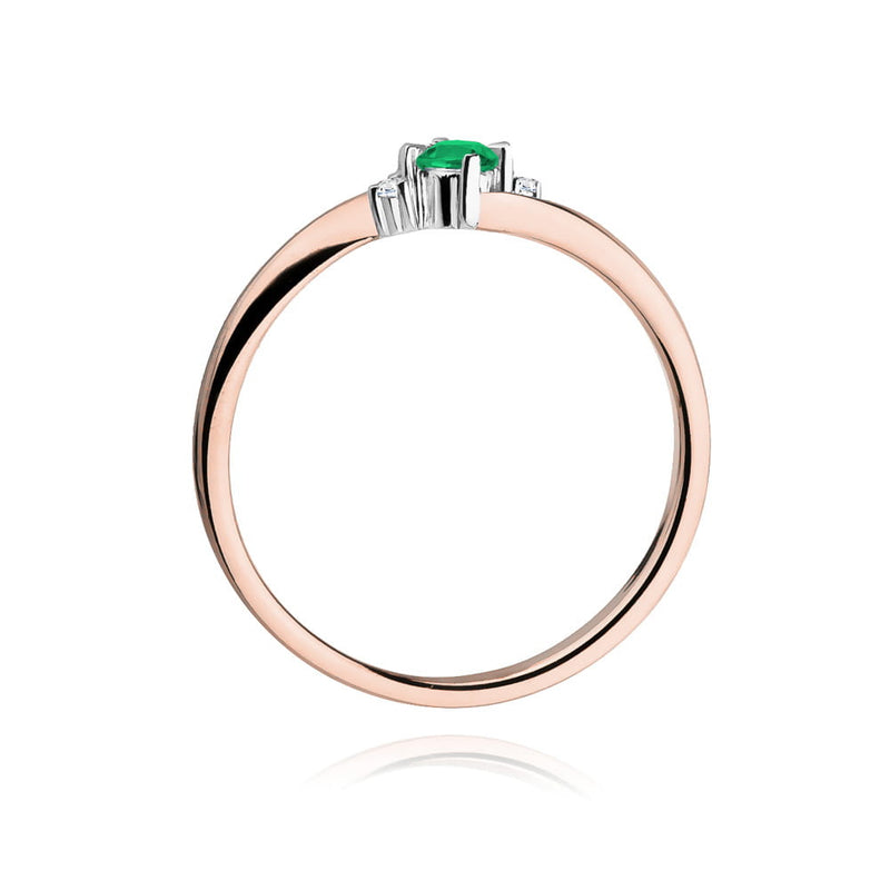 Inel Aur 14K cu Smarald 0.15 ct si Diamante Naturale 0.03 ct, imaginea 7 din 12