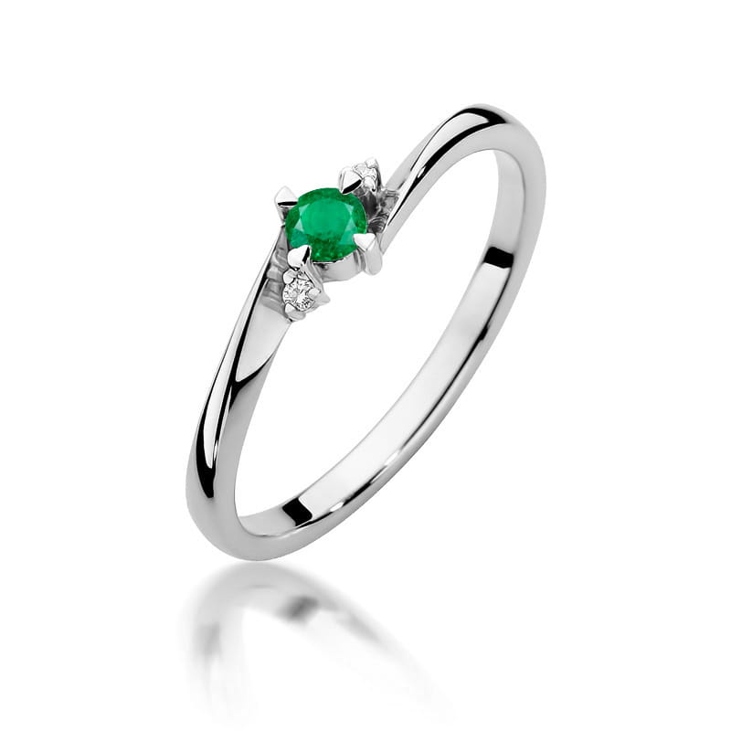 Inel Aur 14K cu Smarald 0.15 ct si Diamante Naturale 0.03 ct, imaginea 9 din 12