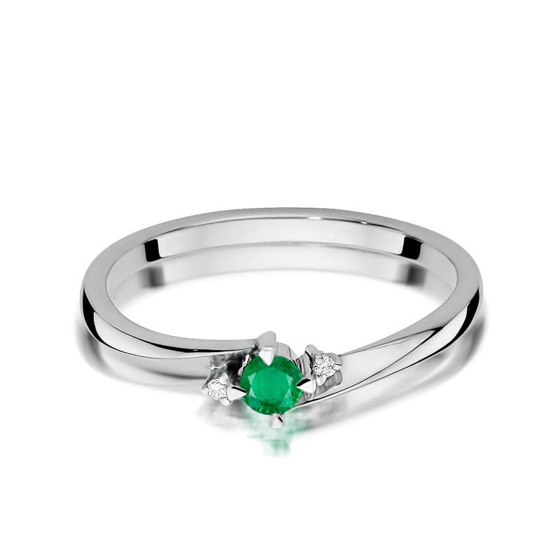 Inel Aur 14K cu Smarald 0.15 ct si Diamante Naturale 0.03 ct, imaginea 10 din 12