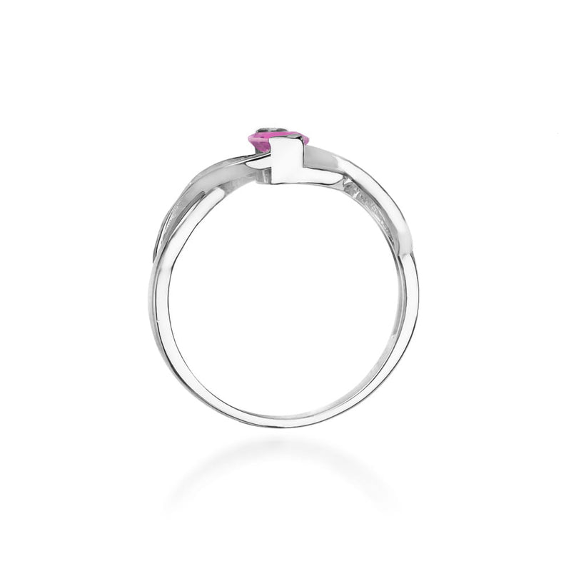 Inel Aur 14K cu Pink Sapphire 0.45 ct si Diamante Naturale 0.05 ct, imaginea 11 din 12