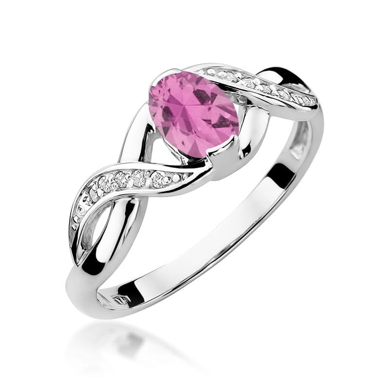 Inel Aur 14K cu Pink Sapphire 0.45 ct si Diamante Naturale 0.05 ct, imaginea 9 din 12