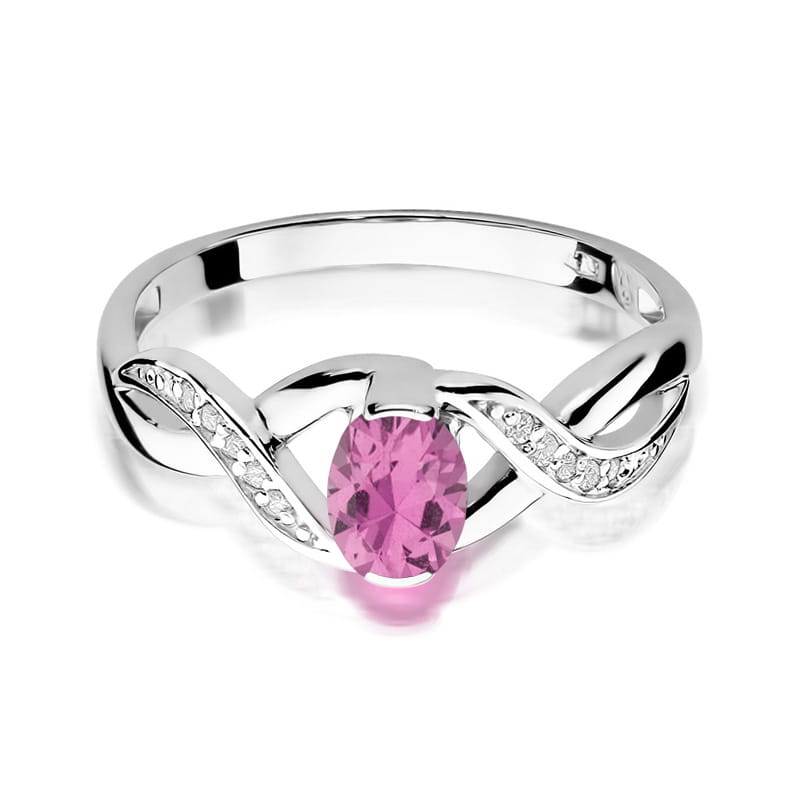 Inel Aur 14K cu Pink Sapphire 0.45 ct si Diamante Naturale 0.05 ct, imaginea 10 din 12