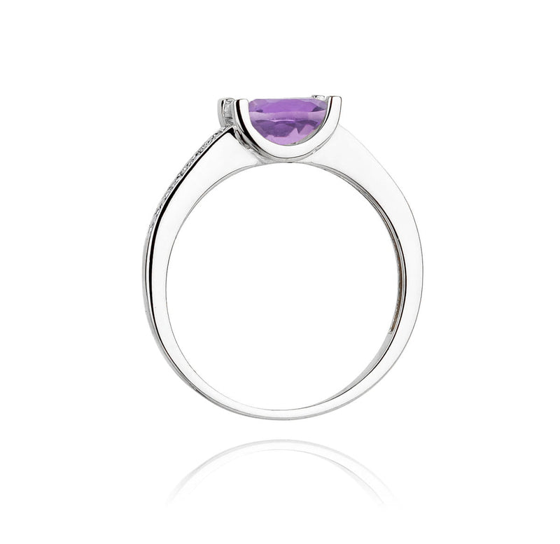 Inel Aur 14K cu Ametist 0.60 ct si Diamante Naturale 0.03 ct, imaginea 11 din 12