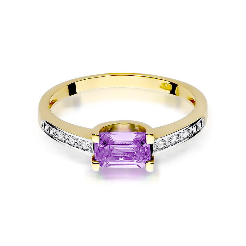 Inel Aur 14K cu Ametist 0.60 ct si Diamante Naturale 0.03 ct, imaginea 2 din 12