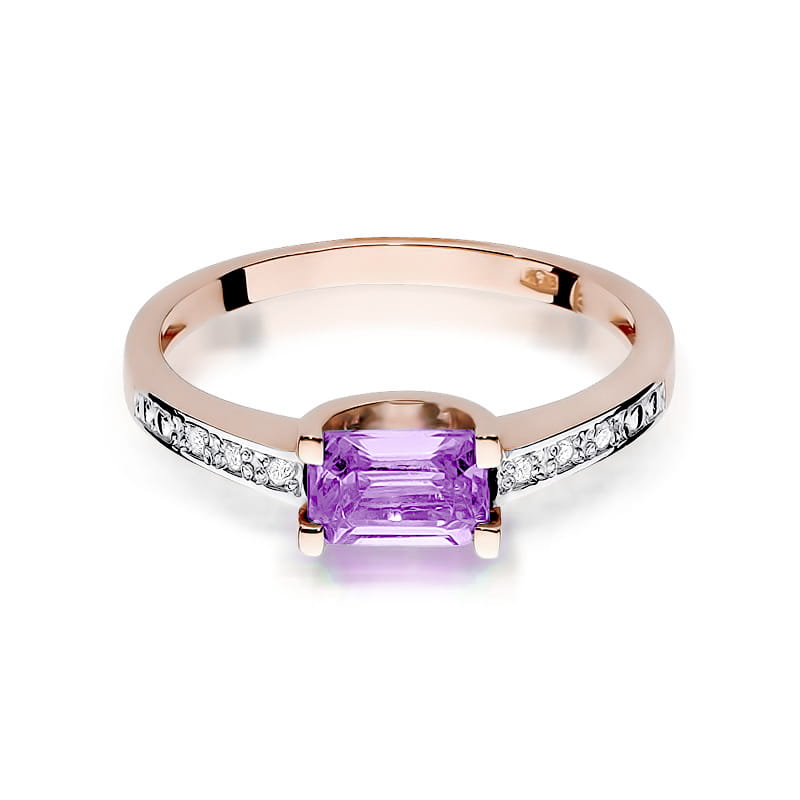 Inel Aur 14K cu Ametist 0.60 ct si Diamante Naturale 0.03 ct, imaginea 6 din 12