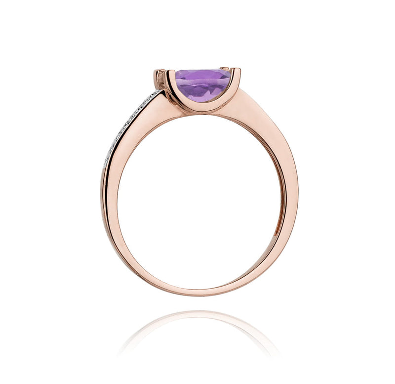 Inel Aur 14K cu Ametist 0.60 ct si Diamante Naturale 0.03 ct, imaginea 7 din 12