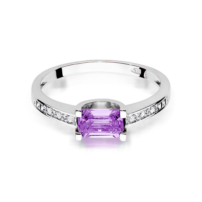 Inel Aur 14K cu Ametist 0.60 ct si Diamante Naturale 0.03 ct, imaginea 10 din 12