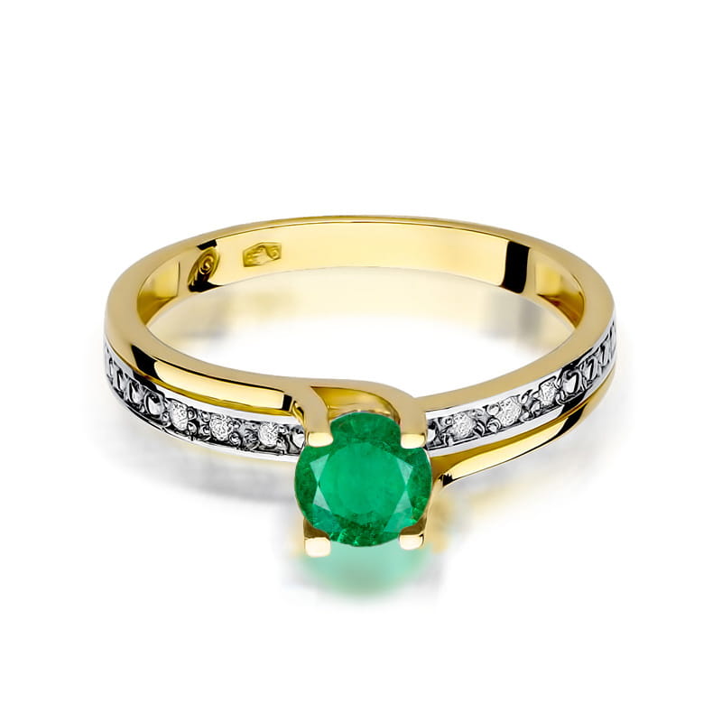 Inel Aur 14K cu Smarald 0.50 ct si Diamante Naturale 0.03 ct, imaginea 2 din 12