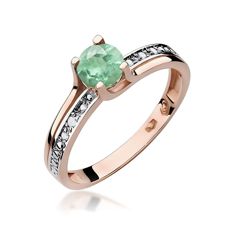 Inel Aur 14K cu Smarald 0.50 ct si Diamante Naturale 0.03 ct, imaginea 5 din 12