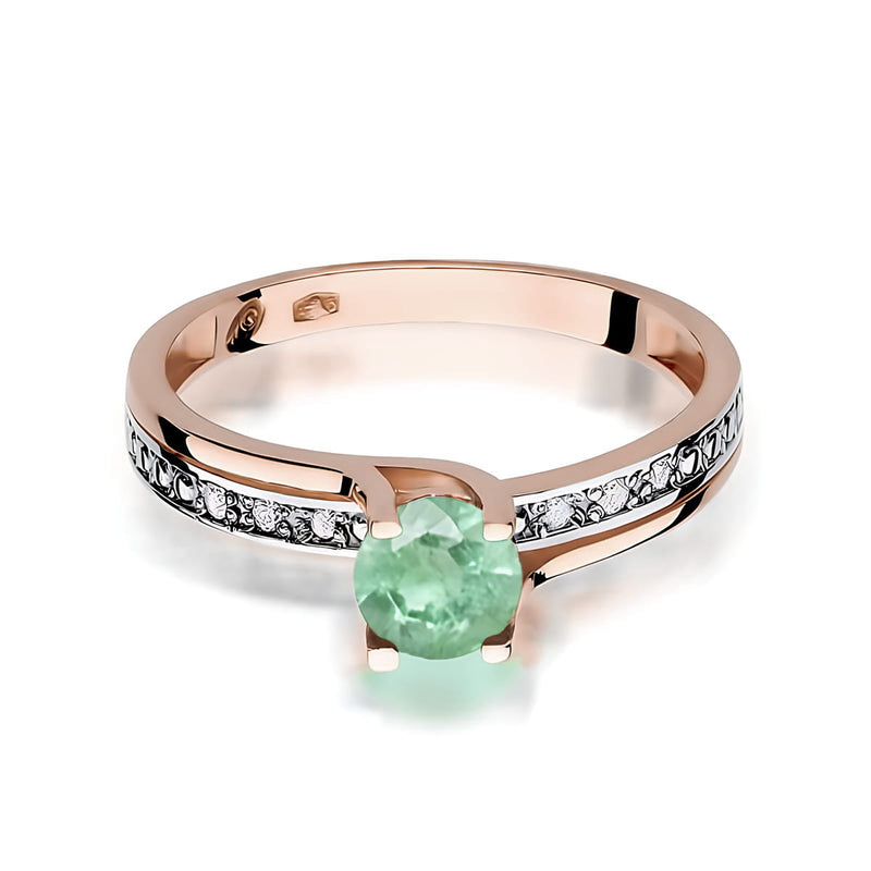 Inel Aur 14K cu Smarald 0.50 ct si Diamante Naturale 0.03 ct, imaginea 6 din 12
