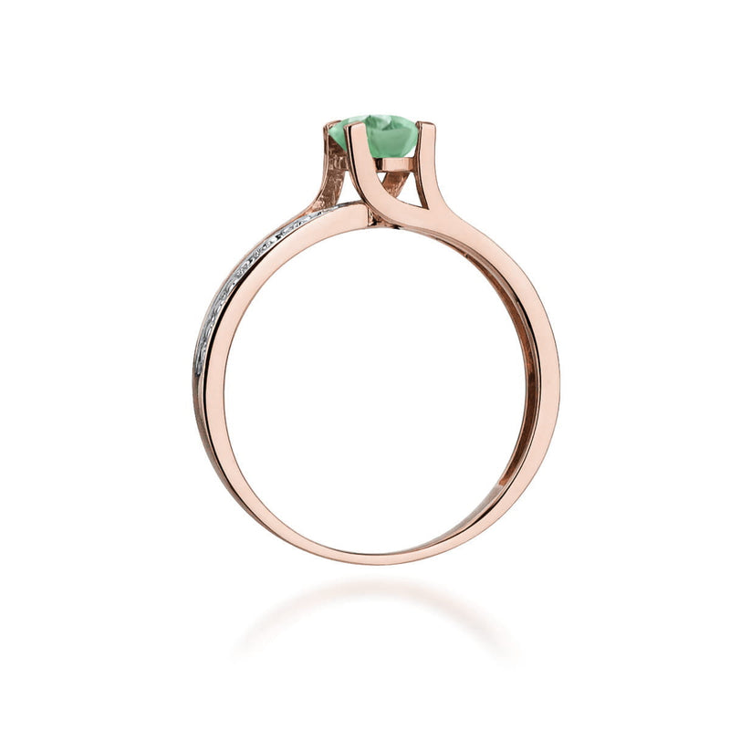 Inel Aur 14K cu Smarald 0.50 ct si Diamante Naturale 0.03 ct, imaginea 7 din 12