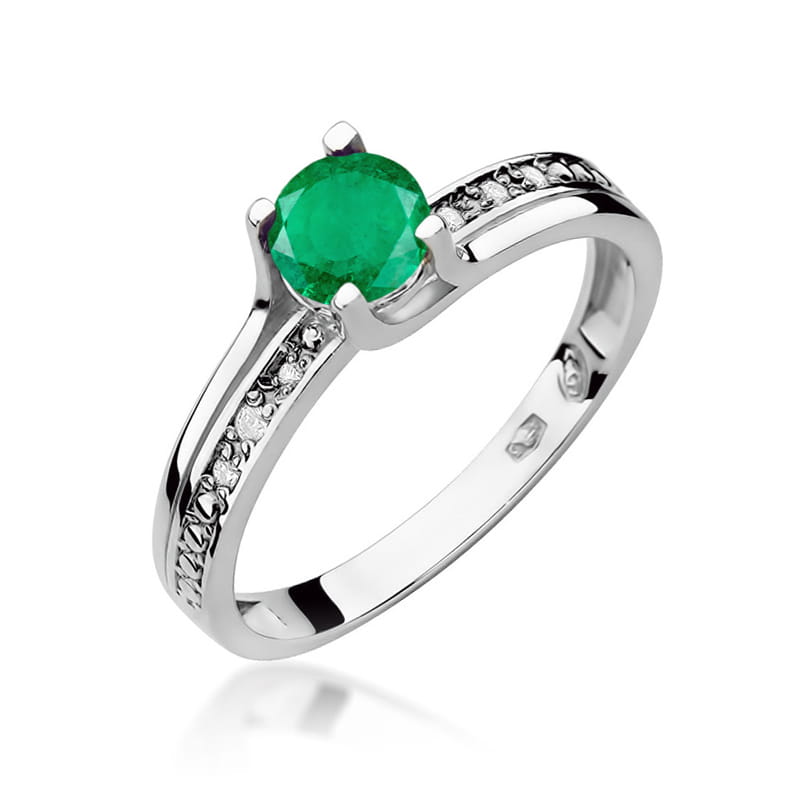 Inel Aur 14K cu Smarald 0.50 ct si Diamante Naturale 0.03 ct, imaginea 9 din 12