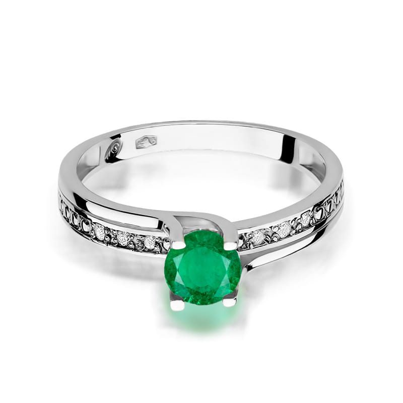 Inel Aur 14K cu Smarald 0.50 ct si Diamante Naturale 0.03 ct, imaginea 10 din 12