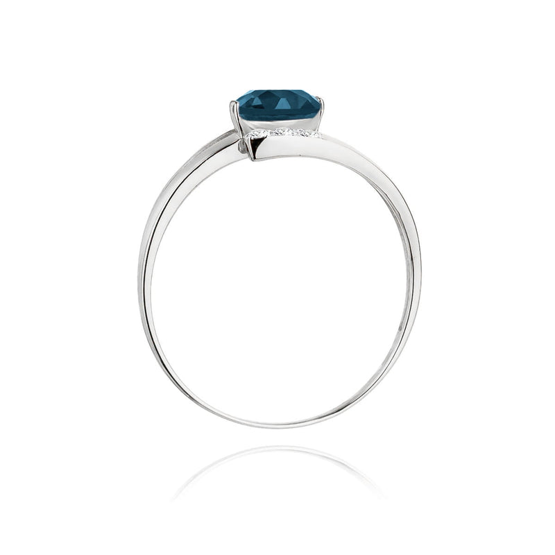 Inel Aur 14K cu Topaz London Blue 0.50 ct si Diamante Naturale 0.05 ct, imaginea 11 din 12