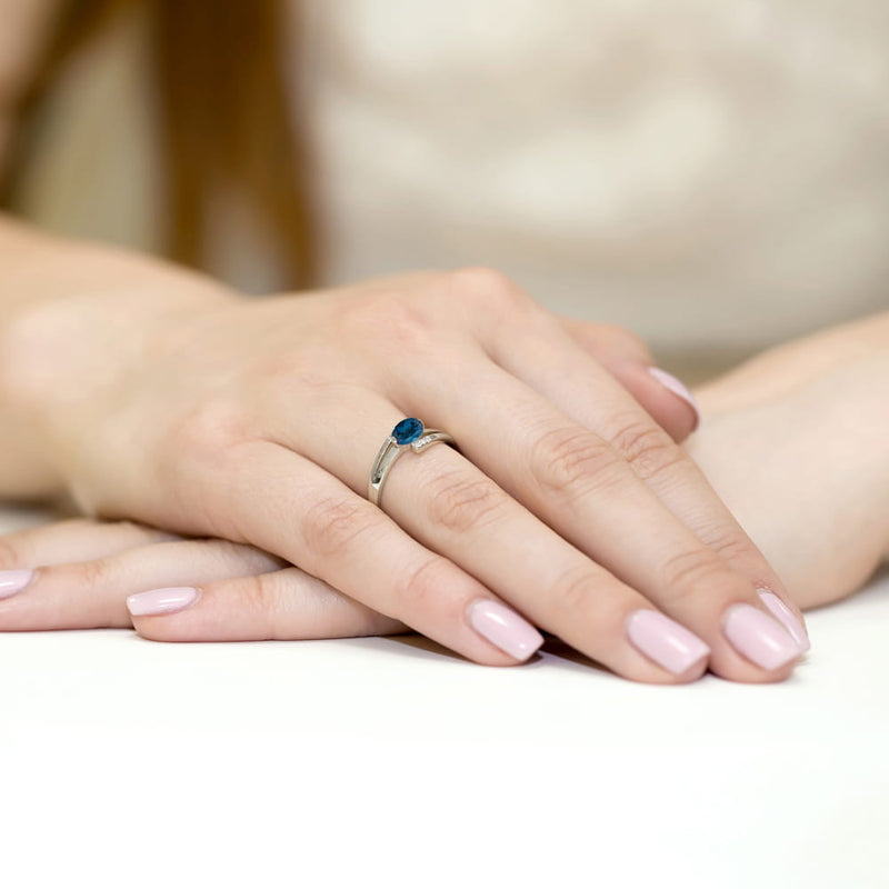 Inel Aur 14K cu Topaz London Blue 0.50 ct si Diamante Naturale 0.05 ct, imaginea 12 din 12