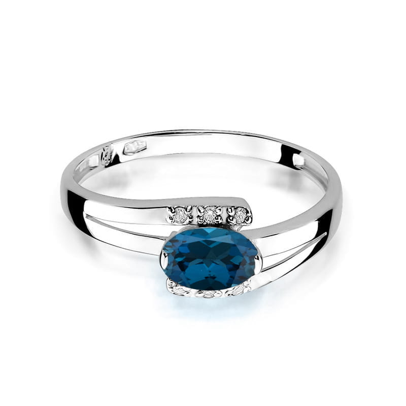 Inel Aur 14K cu Topaz London Blue 0.50 ct si Diamante Naturale 0.05 ct, imaginea 10 din 12