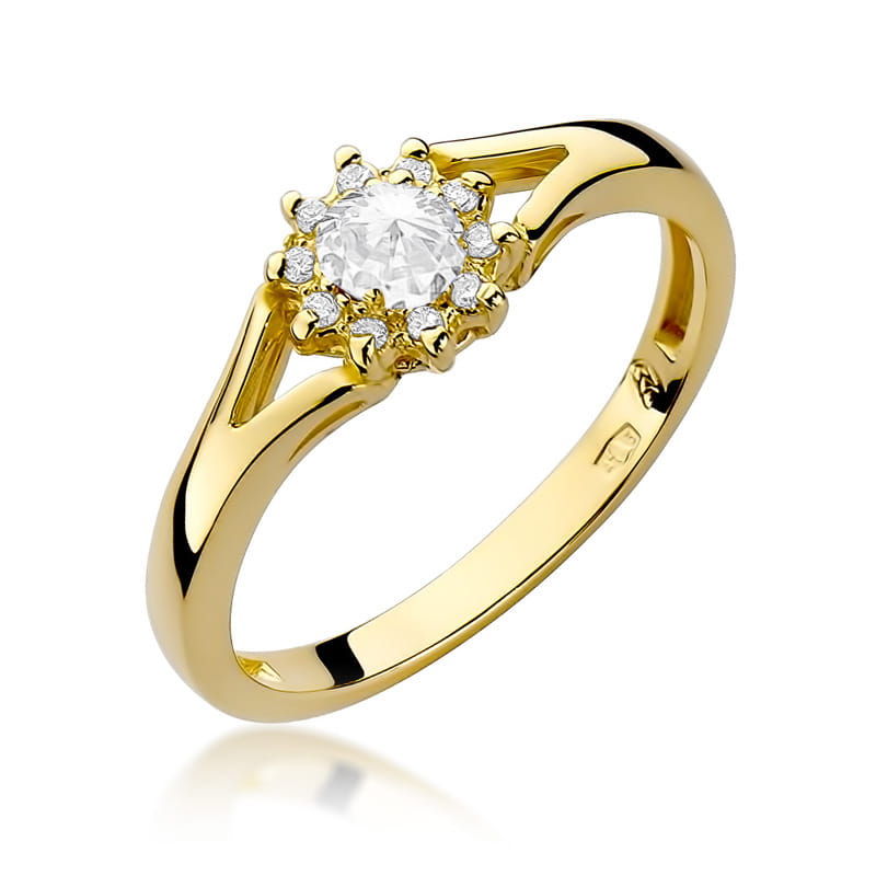 Inel Aur 14K cu Diamante Naturale 0.19 ct — Aur galben