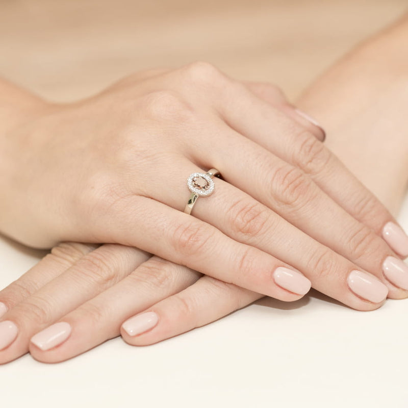 Inel Aur 14K cu Morganit 0.40 ct si Diamante Naturale 0.08 ct, imaginea 12 din 12