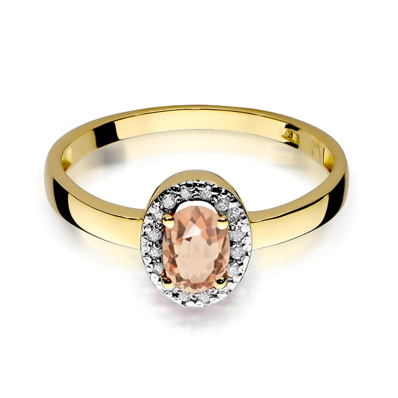 Inel Aur 14K cu Morganit 0.40 ct si Diamante Naturale 0.08 ct, imaginea 2 din 12