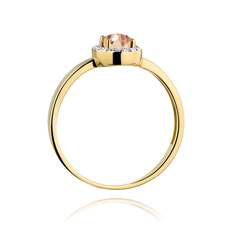 Inel Aur 14K cu Morganit 0.40 ct si Diamante Naturale 0.08 ct, imaginea 3 din 12