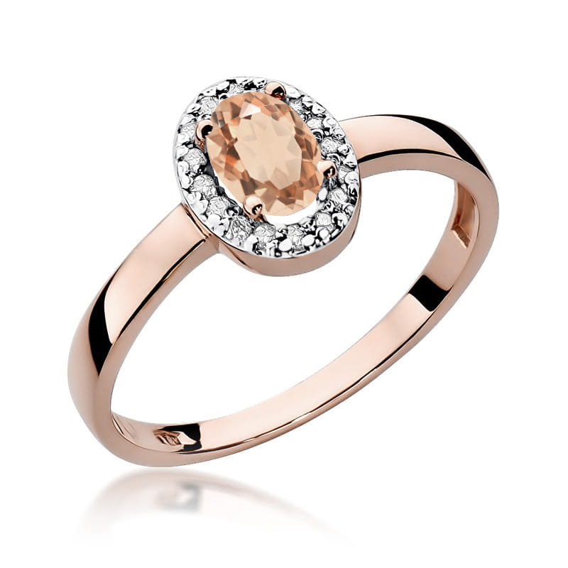 Inel Aur 14K cu Morganit 0.40 ct si Diamante Naturale 0.08 ct, imaginea 5 din 12