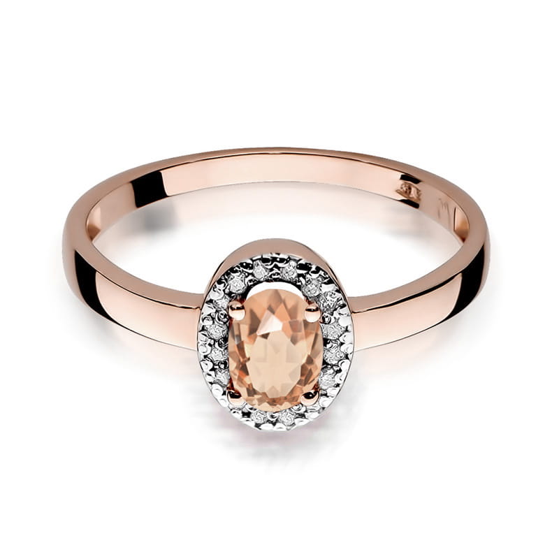 Inel Aur 14K cu Morganit 0.40 ct si Diamante Naturale 0.08 ct, imaginea 6 din 12