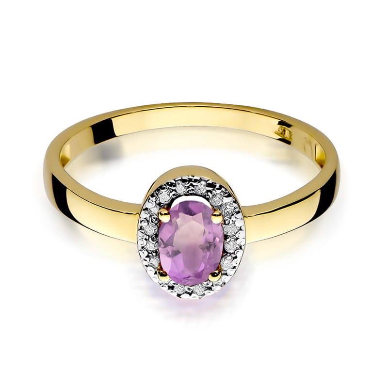 Inel Aur 14K cu Ametist 0.40 ct si Diamante Naturale 0.08 ct, imaginea 2 din 12