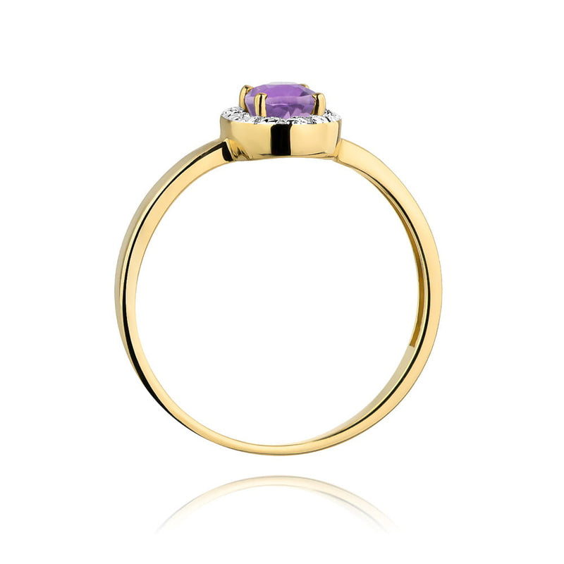 Inel Aur 14K cu Ametist 0.40 ct si Diamante Naturale 0.08 ct, imaginea 3 din 12