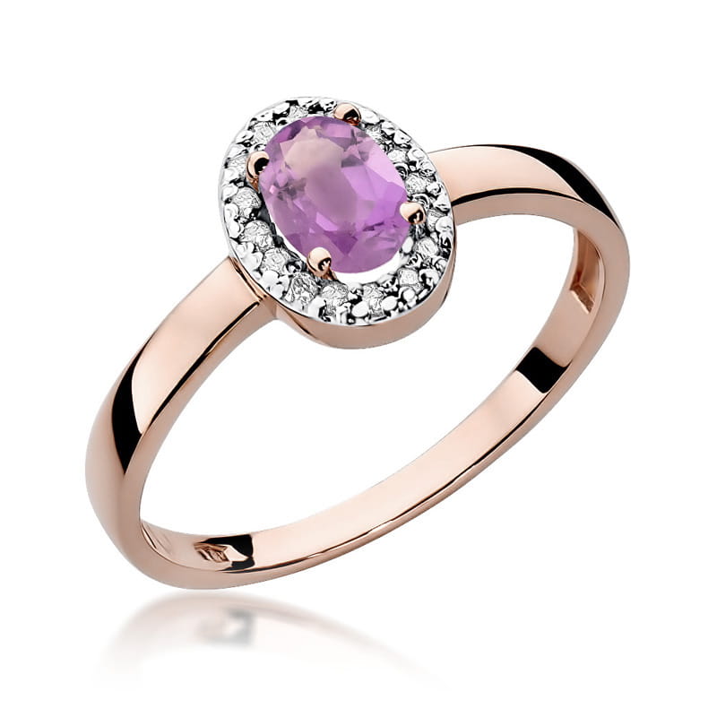 Inel Aur 14K cu Ametist 0.40 ct si Diamante Naturale 0.08 ct, imaginea 5 din 12