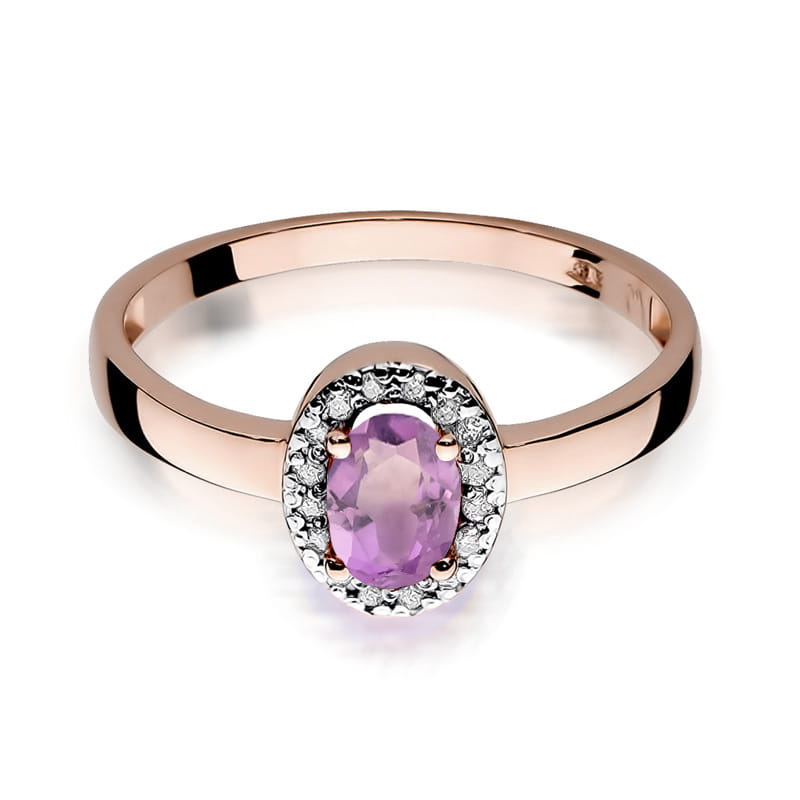 Inel Aur 14K cu Ametist 0.40 ct si Diamante Naturale 0.08 ct, imaginea 6 din 12
