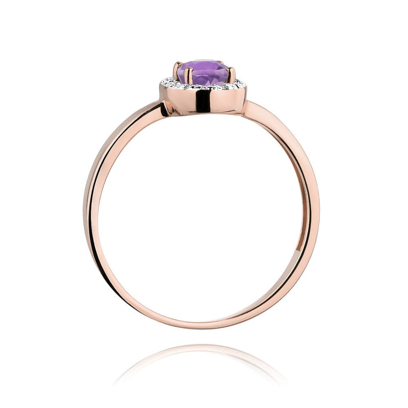 Inel Aur 14K cu Ametist 0.40 ct si Diamante Naturale 0.08 ct, imaginea 7 din 12