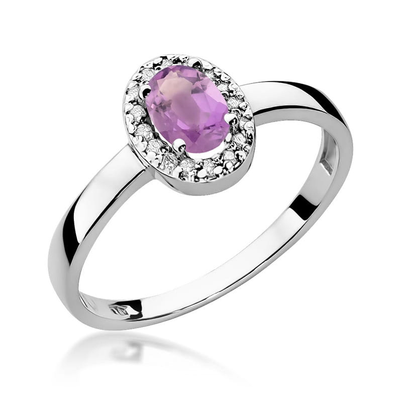 Inel Aur 14K cu Ametist 0.40 ct si Diamante Naturale 0.08 ct, imaginea 9 din 12
