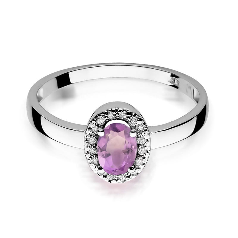 Inel Aur 14K cu Ametist 0.40 ct si Diamante Naturale 0.08 ct, imaginea 10 din 12