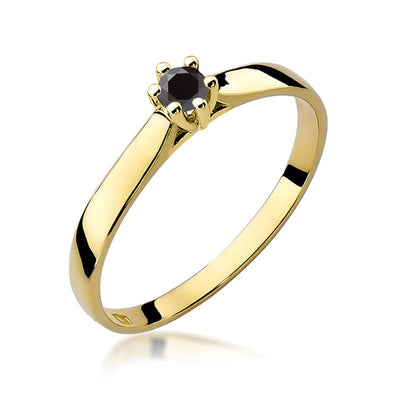 Inel Aur 14K cu Diamant Natural Negru 0.12 ct