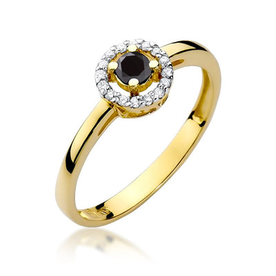 Inel Aur 14K cu Diamante Naturale Albe si Negre 0.20 ct