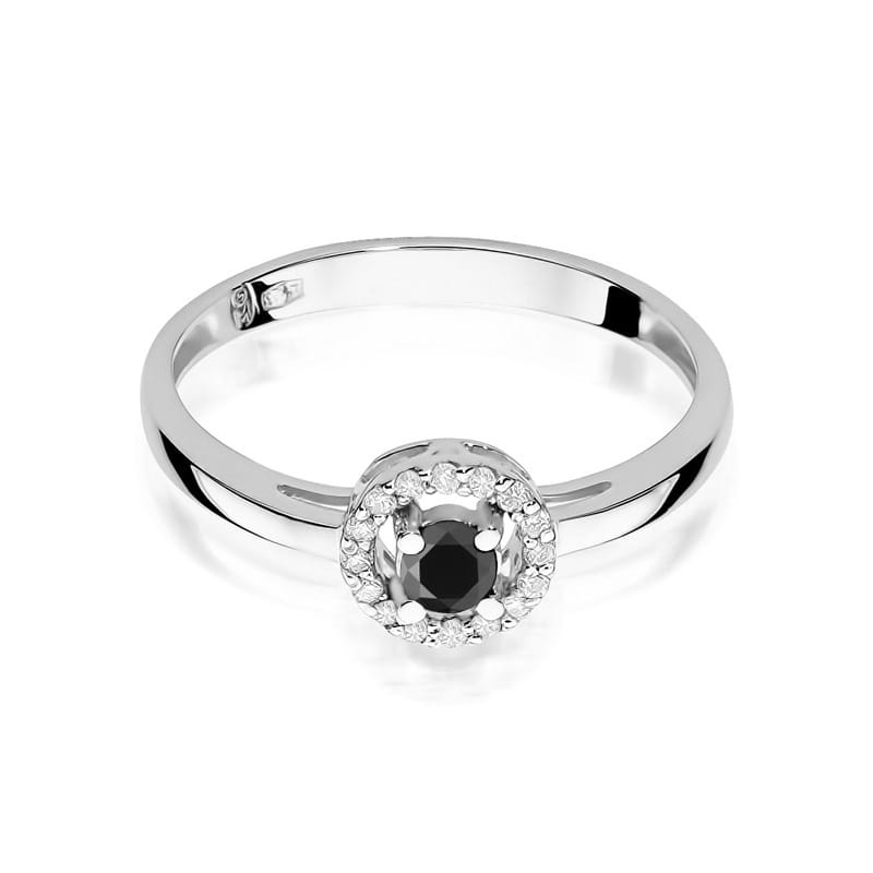 Inel Aur 14K cu Diamante Naturale Albe si Negre 0.20 ct, imaginea 12 din 14