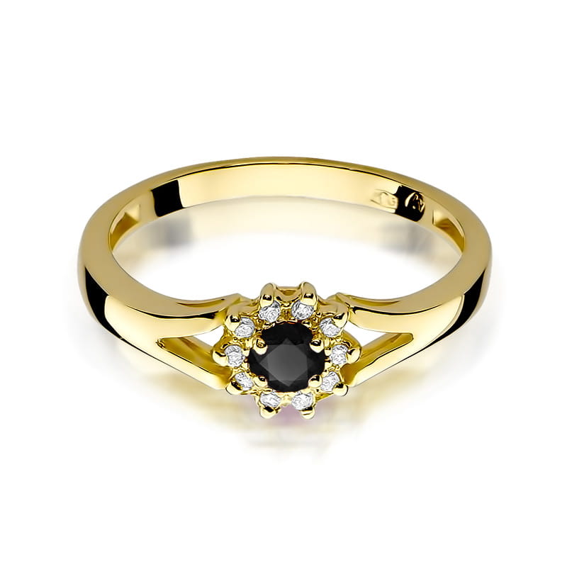 Inel Aur 14K cu Diamante Naturale Albe si Negre 0.21 ct, imaginea 2 din 12