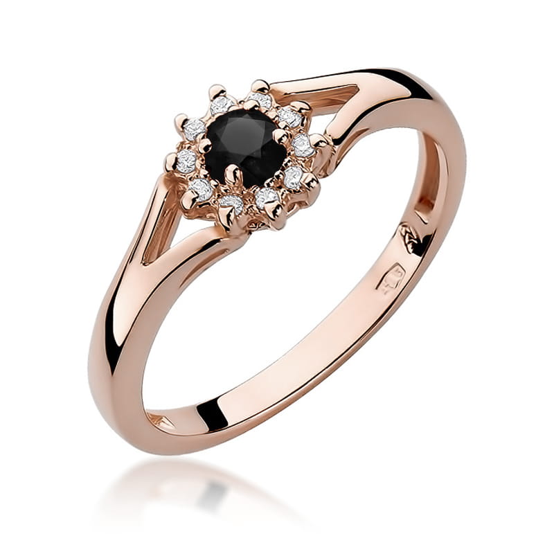 Inel Aur 14K cu Diamante Naturale Albe si Negre 0.21 ct, imaginea 5 din 12
