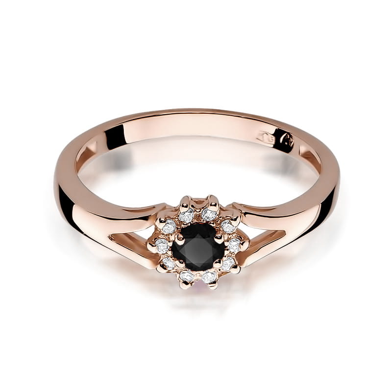 Inel Aur 14K cu Diamante Naturale Albe si Negre 0.21 ct, imaginea 6 din 12