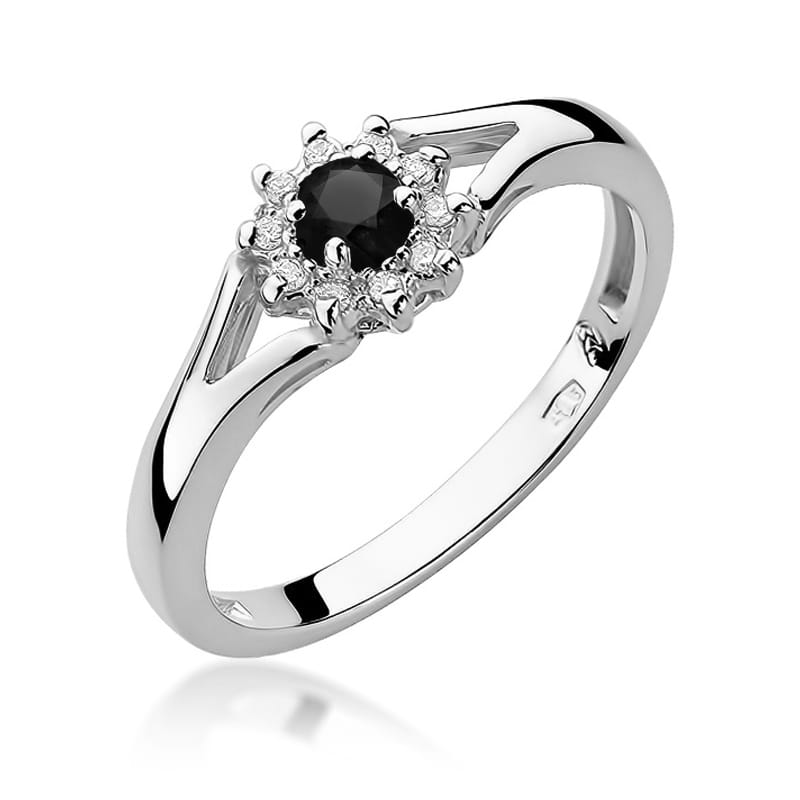 Inel Aur 14K cu Diamante Naturale Albe si Negre 0.21 ct, imaginea 9 din 12