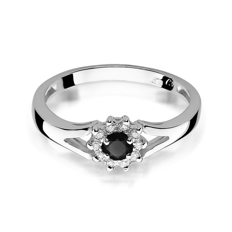 Inel Aur 14K cu Diamante Naturale Albe si Negre 0.21 ct, imaginea 10 din 12