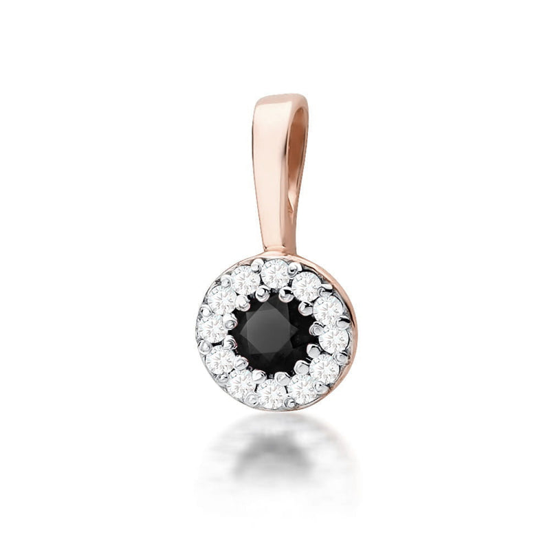 Pandantiv Aur 14K cu Diamante Naturale Albe si Negre 0.22 ct, imaginea 3 din 6